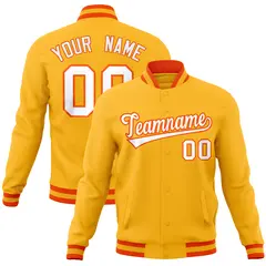 Gold Classic Varsity Full-Snap Letterman Baseball Jacket 1