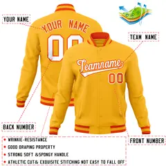 Gold Classic Varsity Full-Snap Letterman Baseball Jacket 4