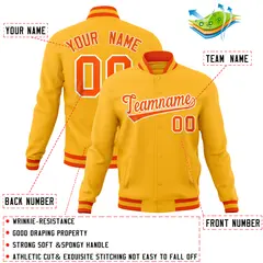Gold Classic Varsity Full-Snap Letterman Baseball Jacket 4