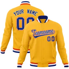 Gold Classic Varsity Full-Snap Letterman Baseball Jacket 1
