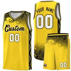 Gold Cloud Pattern Sports Uniform Basketball Jersey Set 1
