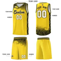 Gold Cloud Pattern Sports Uniform Basketball Jersey Set 5