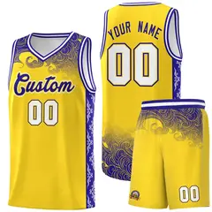 Gold Cloud Pattern Sports Uniform Basketball Jersey Set 1