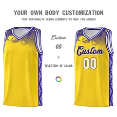 Gold Cloud Pattern Sports Uniform Basketball Jersey Set 3
