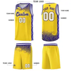 Gold Cloud Pattern Sports Uniform Basketball Jersey Set 5