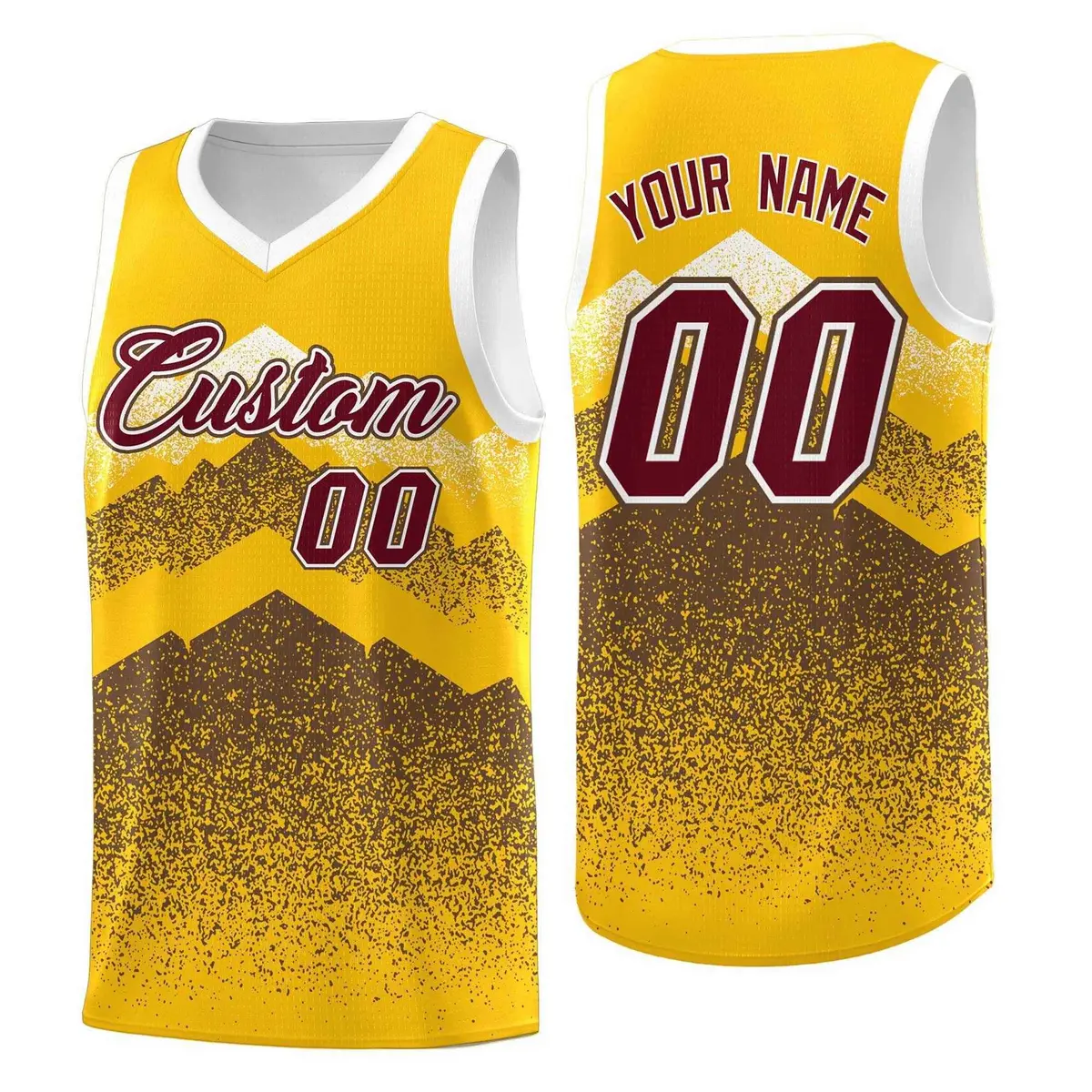 Gold Coffee Mountain Fade Gradient Fashion Basketball Jersey