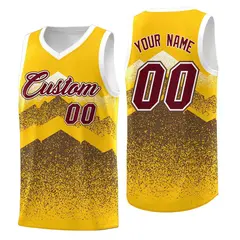 Gold Coffee Mountain Fade Gradient Fashion Basketball Jersey 1
