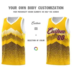 Gold Coffee Mountain Fade Gradient Fashion Basketball Jersey 3