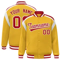 Gold Color Block Varsity Full-Snap Letterman Jacket 1