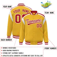 Gold Color Block Varsity Full-Snap Letterman Jacket 2