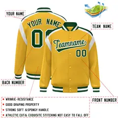 Gold Color Block Varsity Full-Snap Letterman Jacket 2