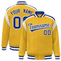 Gold Color Block Varsity Full-Snap Letterman Jacket 1