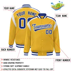 Gold Color Block Varsity Full-Snap Letterman Jacket 2