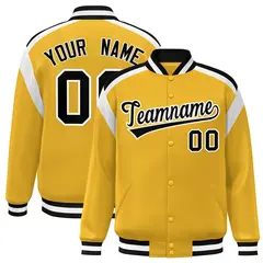 Gold Color Block Varsity Full-Snap Letterman Jacket 1