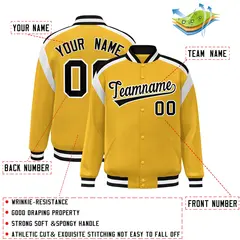 Gold Color Block Varsity Full-Snap Letterman Jacket 2