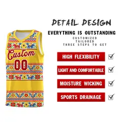 Gold Colorfulflower Mexican Colors Graffiti Basketball Jersey 2