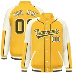 Gold Cream-Gold Raglan Letterman Jacket