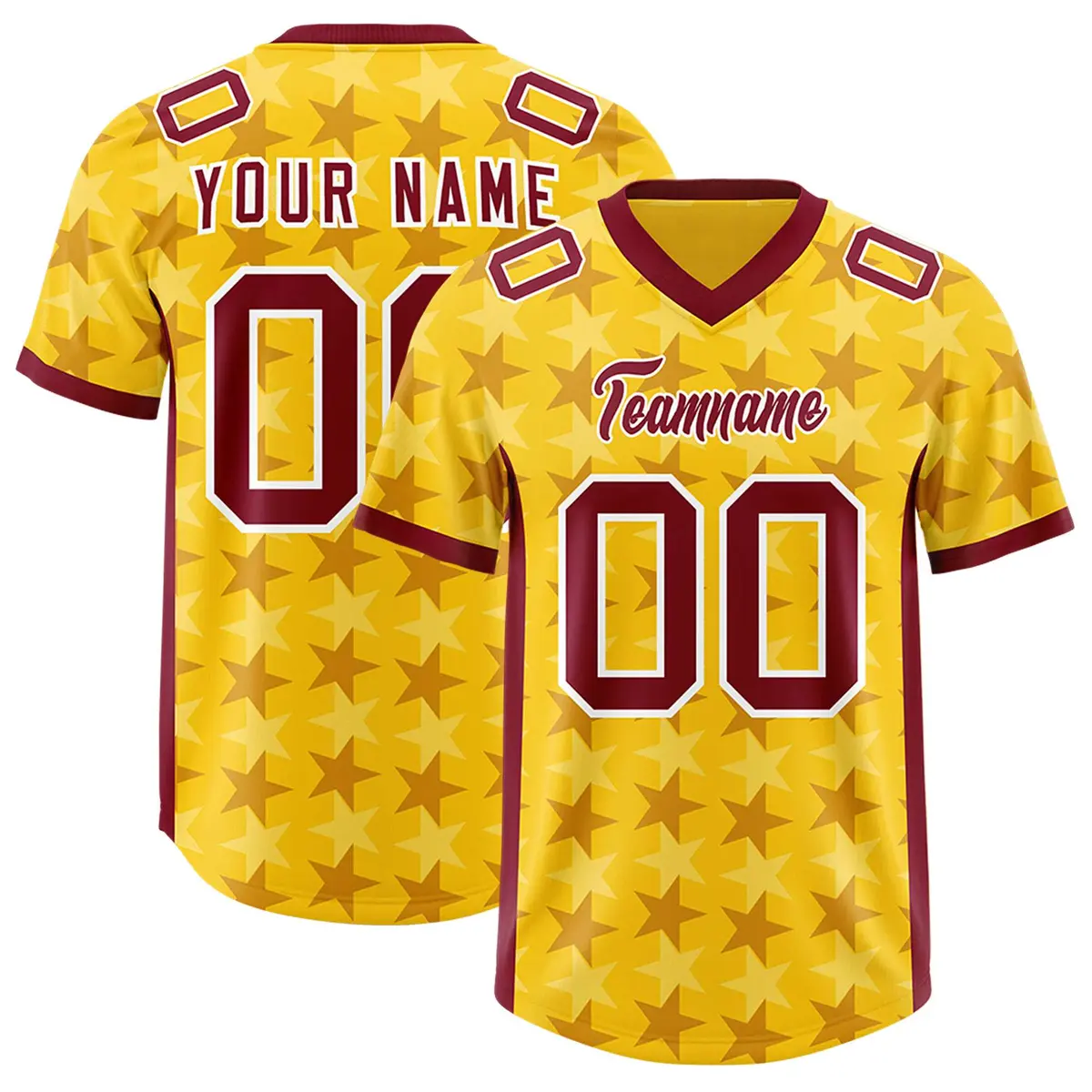 Gold Crimson All Star Graffiti Pattern Football Jersey