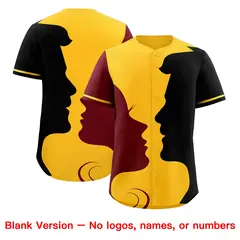 Gold Crimson Black Couple Silhouettes Valentine's Baseball Jersey 2