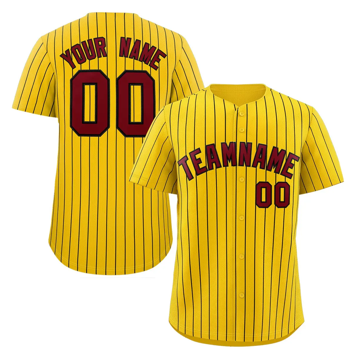 Gold Crimson-Black Stripe Authentic Fashion Baseball Jersey