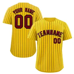 Gold Crimson-Black Stripe Authentic Fashion Baseball Jersey