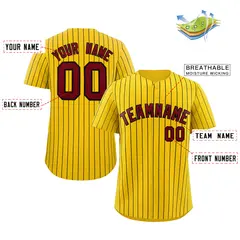 Gold Crimson-Black Stripe Authentic Fashion Baseball Jersey 2