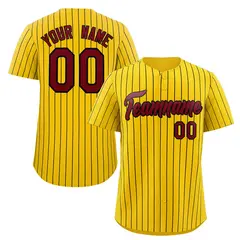 Gold Crimson-Black Stripe Authentic Fashion Baseball Jersey 1