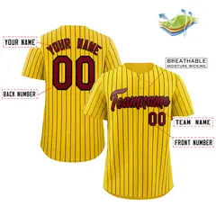 Gold Crimson-Black Stripe Authentic Fashion Baseball Jersey 2