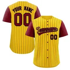 Gold Crimson-Black Stripe Raglan Baseball Jersey 1