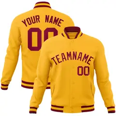 Gold Crimson Classic Full-Snap Varsity Letterman Jacket