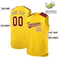 Gold Crimson Classic Sleeveless Baseball Jersey 2
