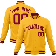Gold Crimson Classic Varsity Full-Snap Letterman Jacket 1