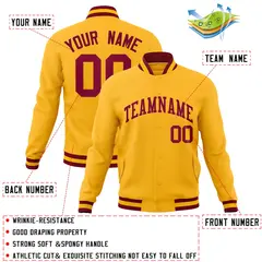 Gold Crimson Classic Varsity Full-Snap Letterman Jacket 4