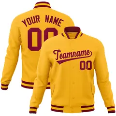 Gold Crimson Classic Varsity Full-Snap Letterman Jacket 1