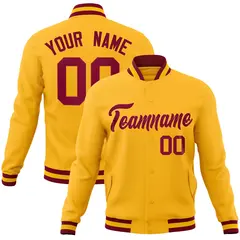 Gold Crimson Classic Varsity Full-Snap Letterman Jacket 1