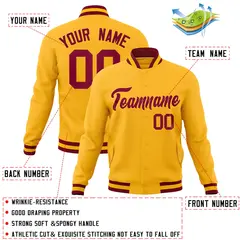 Gold Crimson Classic Varsity Full-Snap Letterman Jacket 4
