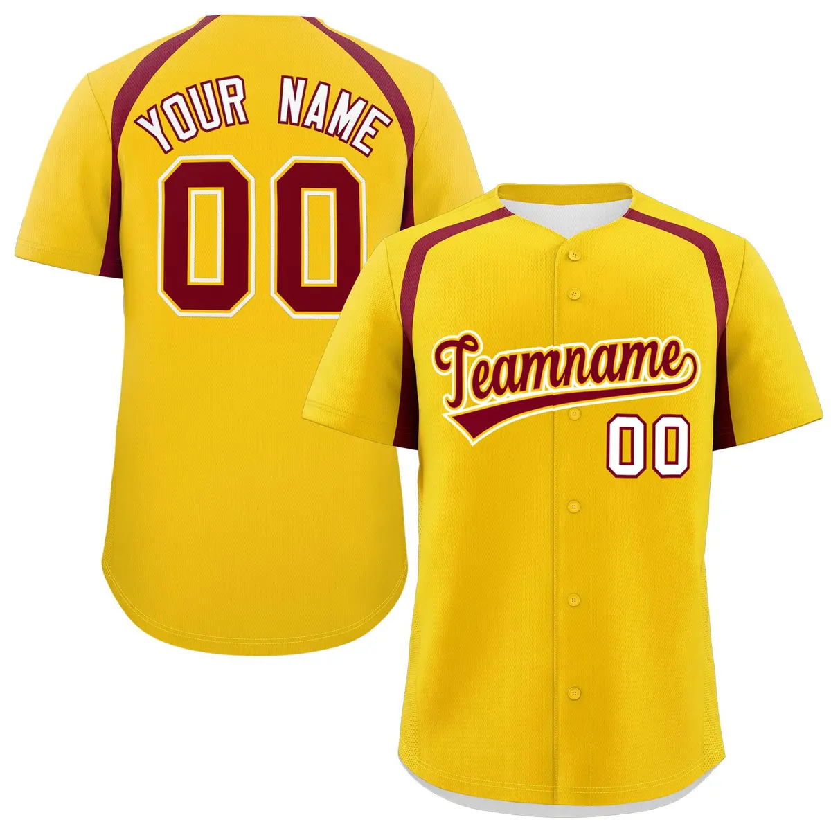 Gold Crimson Color Block Authentic Baseball Jersey
