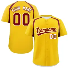 Gold Crimson Color Block Authentic Baseball Jersey 1