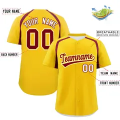 Gold Crimson Color Block Authentic Baseball Jersey 2