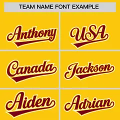 Gold Crimson Contrast Raglan Sleeves Baseball Jersey 3