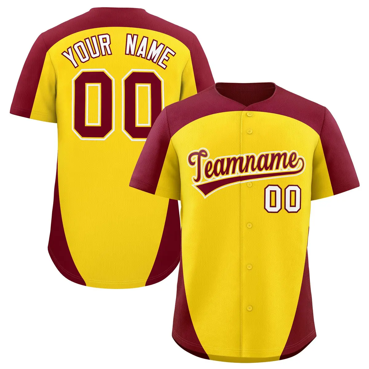 Gold Crimson Edge Color Block Baseball Jersey