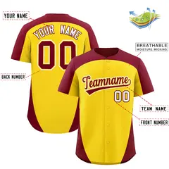Gold Crimson Edge Color Block Baseball Jersey 2