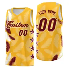 Gold Crimson Feather Series Graffiti Pattern Basketball Jersey 1