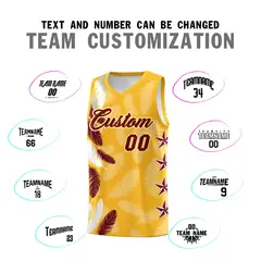 Gold Crimson Feather Series Graffiti Pattern Basketball Jersey 4