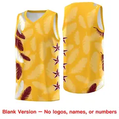 Gold Crimson Feather Series Graffiti Pattern Basketball Jersey 6
