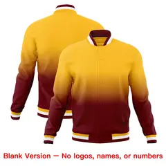 Gold Crimson Gradient Full-Snap Varsity Letterman Jacket 7
