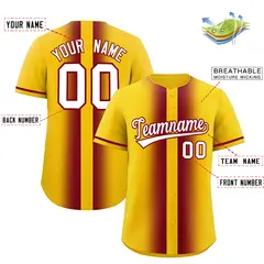 Gold Crimson Gradient Lapel Fashion Baseball Jersey 2