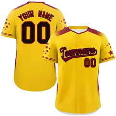 Gold Crimson Gradient Star Pattern Authentic Baseball Jersey 1