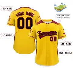 Gold Crimson Gradient Star Pattern Authentic Baseball Jersey 2