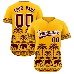 Gold Crimson Graffiti Pattern Bossinia Style Baseball Jersey 1